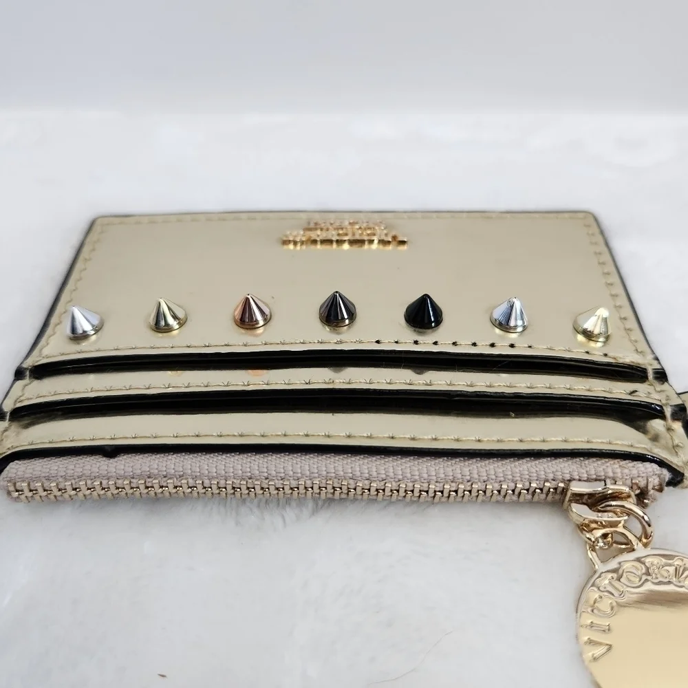 VICTORIA'S Secret VS Gold Studded Keychain Credit Card Case Pouch